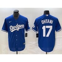 Áo bóng chày nam Los Angeles Dodgers 17 Shohei Ohtani Xanh Trắng Xám