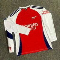 Áo Bóng Đá, Áo Đá Banh Tay Dài Vải Thun Lạnh A Sơ Nan Trắng Đỏ In Tên Số Theo Yêu Cầu