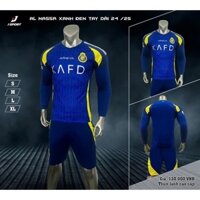 Áo Bóng Đá, Áo Đá Banh Tay Dài Vải Thun Lạnh AI Nars Xanh In Tên Số Theo Yêu Cầu