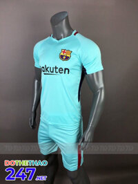 Áo bóng đá CLB Barca màu xanh ngọc năm 2018