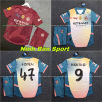 Áo Bóng Đá CLB Manchester City, Áo Đá Banh MC Sân Khách 23/24 - Chuẩn Mẫu Thi Đấu - Vải Polyester Thái Cao Cấp