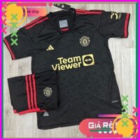 Áo Bóng Đá CLB Manchester United, Áo Đá Banh Manchester United Đen 23/24 - Chuẩn Mẫu Thi Đấu - Vải Polyester Gai Thái