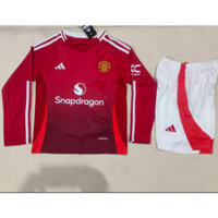 Áo bóng đá dài tay Manchester United 2024 nam u sân nhà màu đỏ trẻ em