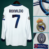 Áo bóng đá dài tay Real Madrid 12-13, áo retro chất lượng cao, cổ điển, không có số. 8 Áo thun bóng đá Kaka