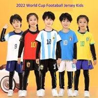 Áo bóng đá đội tuyển quốc gia 2022 cho trẻ em Messi Jersey Bộ Argentina Bồ Đào Nha Ý Thiếu niên Quần áo tập bóng đá
