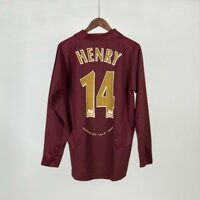 Áo Bóng Đá Retro Arsenal 2005 Dài Tay - Sân Khách In Tên Henry Số 14 bản cao cấp vải Cotton Polyester