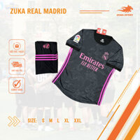 Áo bóng đá ZUKA REAL MADRID Đen Hồng - In tên và số theo yêu cầu. Chất vải thun co giãn tốt, thấm hút mồ hôi.
