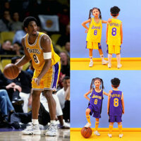 Áo bóng rổ cổ điển dành cho trẻ em Kobe Bryant 2 Cái / bộ Đồng phục bóng rổ NBA Lakers Áo + Quần short 3XS-2XL