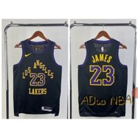 Áo bóng rổ Los Angeles Lakers ép nóng #6 Lebron James 2023-2024 Áo đấu nba màu đen mùa giải Nova