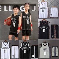 Áo Bóng Rổ NBA 2 Cái / bộ Lưới Brooklyn Số 11 Irving Bộ Đồng Phục Bóng Rổ Quần Áo Thể Thao Thoáng Khí Cho Trẻ Em Bé Trai Bé Gái