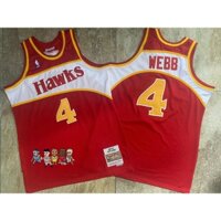 Áo bóng rổ NBA cổ điển dành cho nam Mitchell & Ness Jersey Atlanta Hawks #4 Áo thun Spud Webb 1986-87 màu đỏ 440976