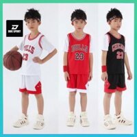 Áo Bóng Rổ Trẻ Em Nam Nữ Cao Cấp, bộ quần áo bóng rổ trẻ em Bull 23