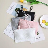 Áo bra 2 dây gân - Áo ngực học sinh dáng croptop - XÁM