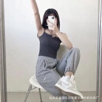 Áo bra 2 dây mongterghi cổ khuyết chữ V ccachs điệu ôm body có mút ngực loại 1 hàng quảng Châu, Áo hai dây kiểu b - Xám đậm,free