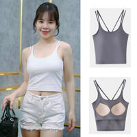Áo bra 2 dây nữ chất vải cotton có mút nâng ngực, Áo hai dây lưng  BR04