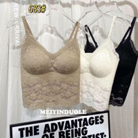 Áo Bra Áo 2 Dây Có Mút Ngực Ren Mềm Mịn Dáng Corset Nâng Ngực Chống Chảy Xệ Mặc Trong Vest Đẹp