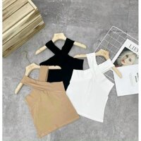 ÁO BRA, ÁO THUN DÂY CHÉO CỔ SIÊU SÀNH ĐIỆU MÃ 666 - ĐEN