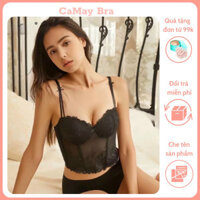 Áo Bra Corset Ren Hoa Đệm dày Dáng Dài Có Thanh Chống Cuộn