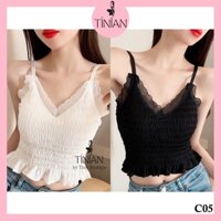 Áo bra croptop TINIAN 2 dây ren có mút ngực không gọng sexy C05