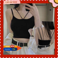 Áo bra dây chéo tập gym, yoga Áo croptop hai dây thun