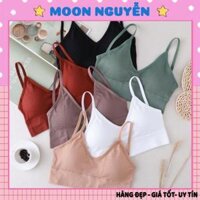 Áo bra gân tăm khoét lưng chữ U, mặc áo hở lưng 367 - Nâu