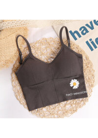 Áo Bra Hoa Cúc Họa Mi Thun Gân Hottrend Cá Tính - XÁM