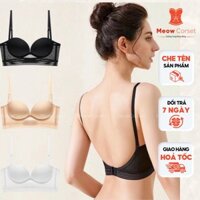Áo bra mặc váy hở lưng áo lót chữ U 8082 đệm vừa nâng ngực mặc đầm hở lưng phối ren sexy [MEOW Corset]
