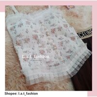 Áo bra nữ 2 dây ren sexy, Áo hai dây ren có mút ngực hoa nhí vintage (ảnh thật) - L.A.T fashion