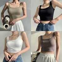 Áo Bra nữ hở lưng cổ vuông dáng croptop chất thun Mềm Dáng Lửng Sẵn Đệm Ngực hàng chuẩn loại 1 - Trắng