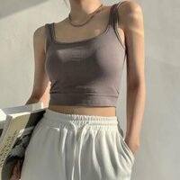 Áo Bra nữ hở lưng cổ vuông dáng croptop chất thun Mềm Dáng Lửng Sẵn Đệm Ngực hàng chuẩn loại 1 - Ghi Đá