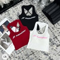Áo Bra nữ in chữ Jil Sander, 2 dây đan chéo sau lưng chất cotton co giãn, trẻ trung cá tính