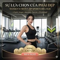Áo bra nữ kéo khóa trước ngực gym yoga pickleball M28 co giãn 4 chiều, mịn mát, ôm dáng, dễ mặc