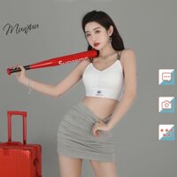 Áo Bra nữ nhún ngực dây kép đan chéo MUNXUU vải su lạnh mềm mịn phong cách thể thao cá tính - BR23