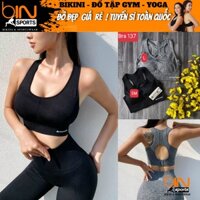 Áo bra nữ tập gym yoga pickleball NAQI khóa móc cài kèm mút thun dệt kim BINSPORTS A234