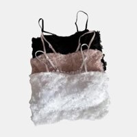 Áo bra ren 2 dây dáng croptop Louis19 THUT-58 ren hoa hồng kèm mút nâng