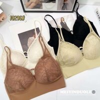 Áo Bra Ren Áo 2 Dây Có Đệm Ngực Thủy Lê Mút Liền Cao Cấp Mềm Mịn Không Hằn Dây Vai Chống Trượt Phong Cách Trẻ Trung