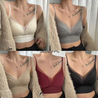 Áo Bra Ren Áo 2 Dây Có Mút Ngực Thuỷ Lê Dáng Croptop Không Gọng Form Qủa 3D Nâng Ngực Gợi Cảm