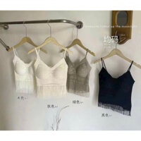 Áo Bra Ren Tua Áo 2 Dây Có Đệm Ngực Không Gọng Dây Vai Chống Trượt Phong Cách Trẻ Trung