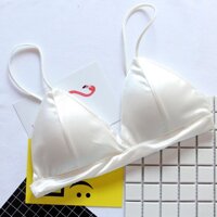 Áo Bra Satin Bóng Trơn Dây Mảnh cao cấp - Trắng satin