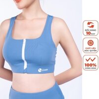 Áo Bra Tập Gym, Yoga Khoá Kéo For Ready Livan Sport Màu Xanh Đá