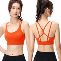 Áo Bra Tập Yoga Gym Aerobic Màu Cam Mút Đúc Tăm Mềm Cao Cấp Chống Sốc Cường Độ Cao Co Dãn Tốt