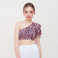 Áo Bra Tập Yoga Gym Hibi Sports BA512 Size Mới, Kiểu Áo Lệch Vai Tay Phồng, Kèm Mút Ngực - DA BEO - M