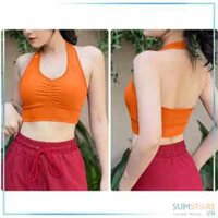 Áo Bra Thể Thao Cổ Yếm Nhún Ngực – Màu Cam