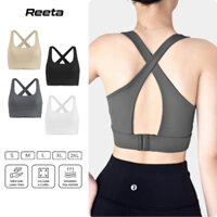 Áo Bra Thể Thao Nữ Dây Đan Chéo Lưng Khoá Gài Có Mút Ngực Reeta Basic Tập Yoga,Gym Chất Vải Co Giãn,Thoáng Khí-A3033