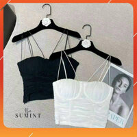 Áo bra thun mix voan lụa cup ngực cao cấp kiểu dáng cut-out cực hot phù hợp với mọi phong cách