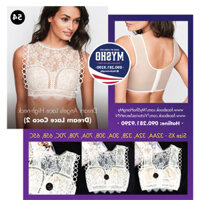 Áo bralette 54 Dream Angels Lace H.h-neck màu trắng coconut, không mút - Size XS - Victoria's Secret USA