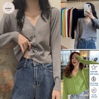 Áo Cadigan cổ trái tim nữ, áo khoác len cardigan dài tay phối 5 khuy thời trang Quảng Châu BAMBI