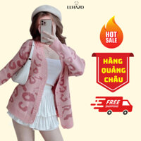 Áo cadigan khoác len nữ  kẻ caro LUHAZO phong cách Hàn Quốc thời trang cho nữ mới nhất D-15