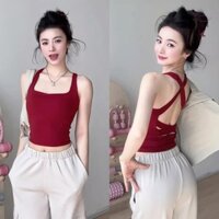 Áo camisole lưng chéo có đệm ngực cho phụ nữ, áo ngực thể thao chống sốc cao cấp