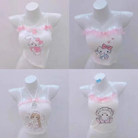 Áo camisole mặc ngoài thiết kế ngọt ngào, áo vest trắng nữ có nơ, dễ thương, phong cách Pháp, mùa hè ngắn SEJY